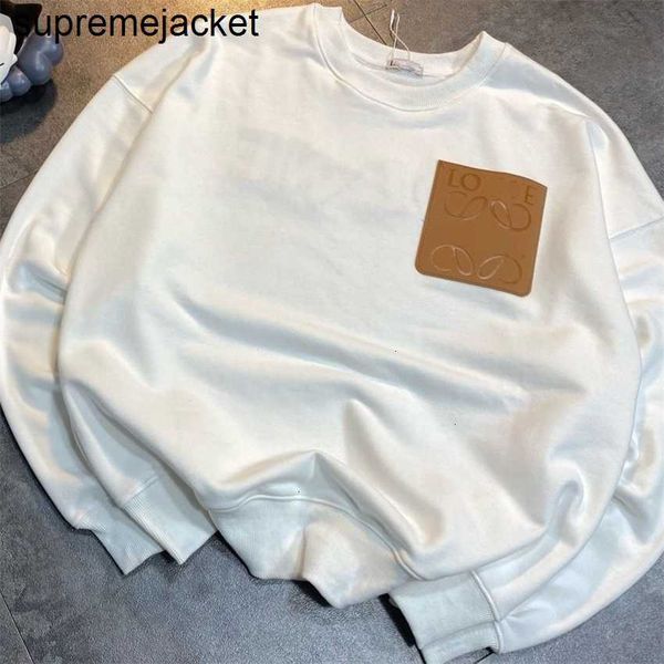 

designer jacket autumn and winter hoodies sweatshirts new leather pocket pullover plush thickened sweater men's women's loose larg, Black