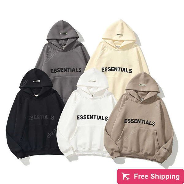 

fw21 hoodies men's and women's reflective letter print fleece hoodie fashion hip hop street sweatshirt, Black