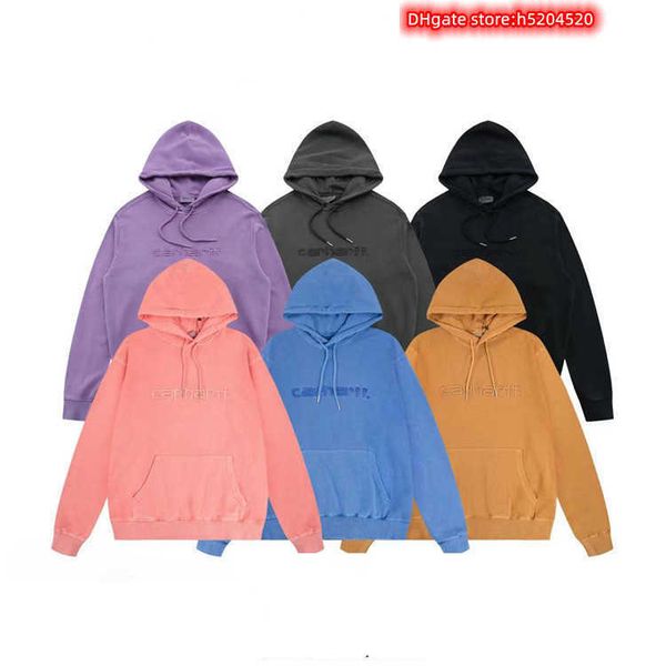 

men's and women's hoodies sweatshirts north american high street brand carhart pure cotton heavy industry wash letter embroidery 3, Black