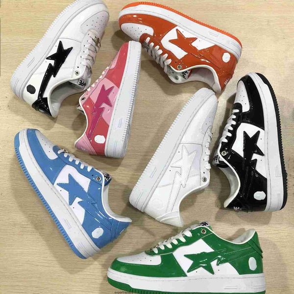 

bapesta sta casual shoes sk8 sneaker men women low cut platform black white pastel green blue suede mens womens trainers outdoor sport shoe