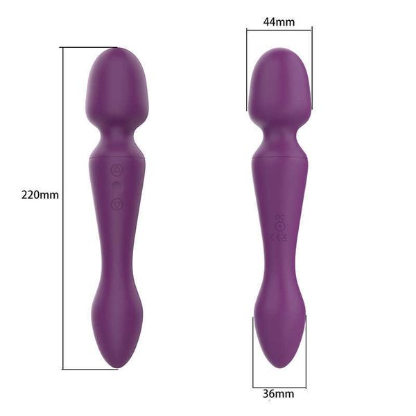 

toy massager double head heating vibration av stick silicone female masturbator mute waterproof adult