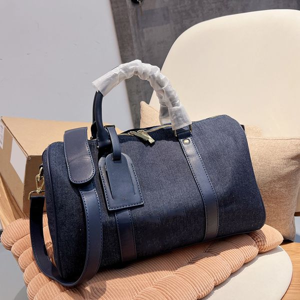 

denim pillow handle totes duffel bags detachable strap crossbody shoulder travel holiday large capacity luggage designer france mens womens