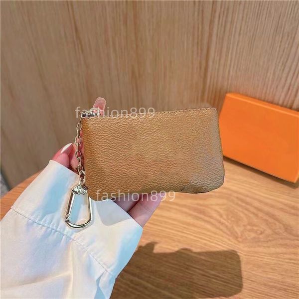 

designer floral keychains wallet zipper card bags key chain suitable for men and women business card holders fashion purse bag keyring, Silver