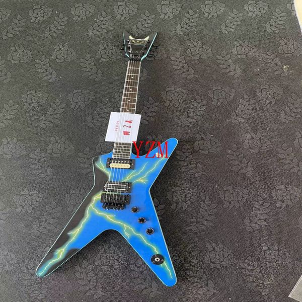 

green lightning fork high end pickup rose wood fingerboard six string electric guitar black knob