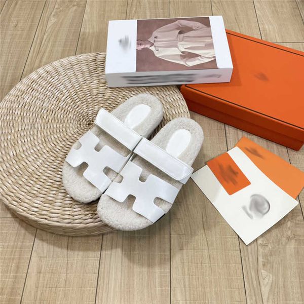 

pantoufle woolen slippers women wear fashionable flat comfortable, Black