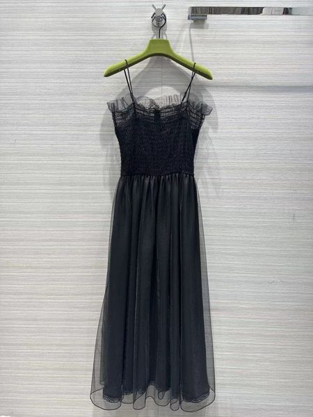 

designer dresses 2023 new spring summer spaghetti strap fashion brand same style dress milan runway dress 1220-1, Black