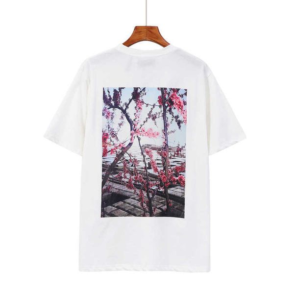 

classic men's women t-shirts fashion brand ess oil painting designer style back landscape flower mountain river print casual 38rsi, White;black