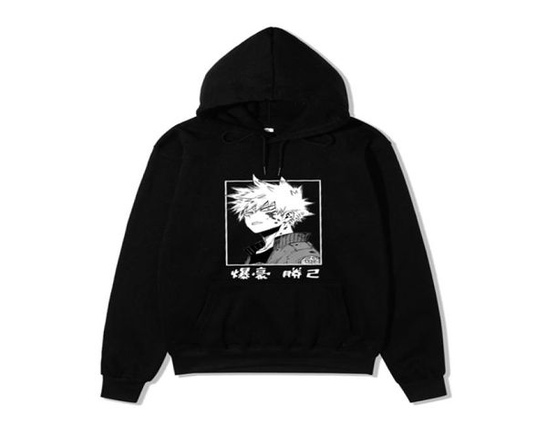 

harajuku my hero academia hoodies japanese anime bakugou katsuki printed men039s hoodie streetwear casual sweatshirt x109464370, Black