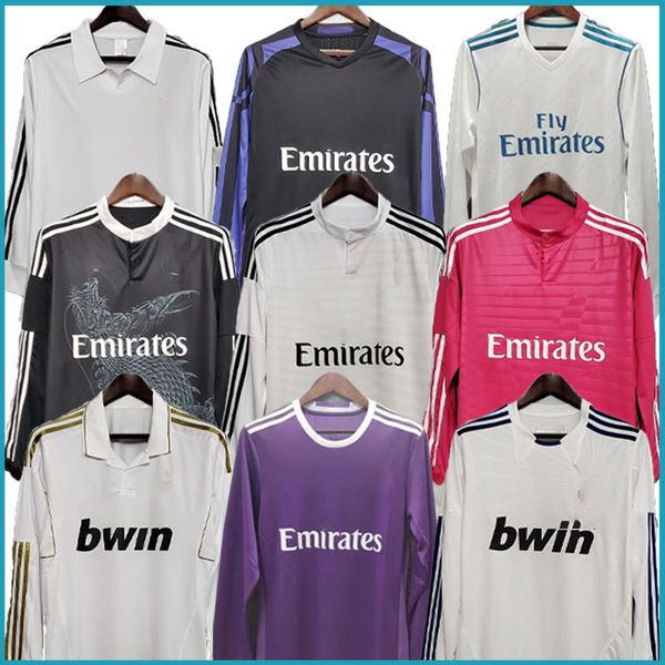 

retro real madrids soccer jersey long sleeve football shirts guti ramos seedorf carlos 10 11 12 13 14 15 16 17 ronaldo zidane beckham raul 0, Black;yellow