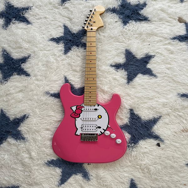 

pink kitty rock maple fingerboard high end pickup six string electric guitar