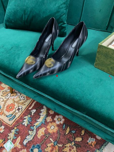 

2023 dress shoes crystal pumps satin suede leather high heels bridal wedding party women's walking dress shoess with box size 35-40 -n0, Black