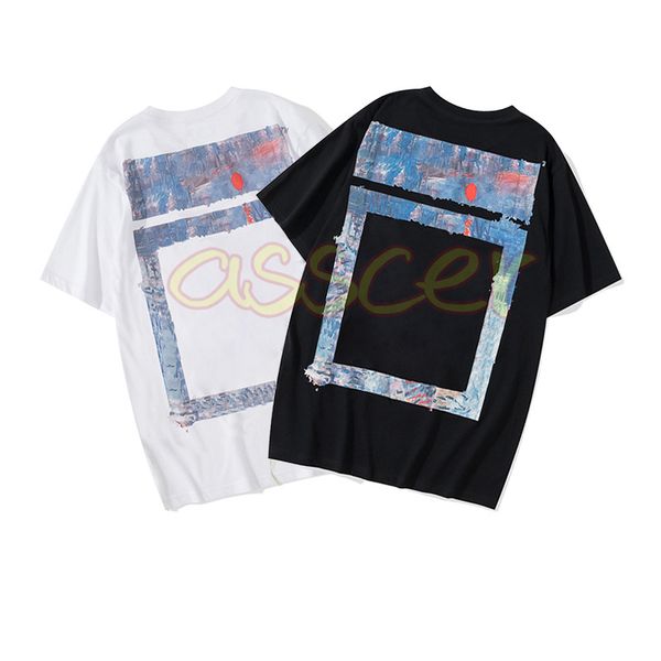 

high street mens t shirt womens fashion forest painting print tees couples casual loose t shirts size s-2xl, White;black