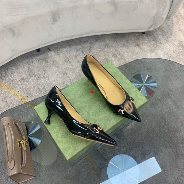 

2023 dress shoes crystal pumps satin suede leather high heels bridal wedding party women's walking dress shoess with box size 35-40 -n0, Black