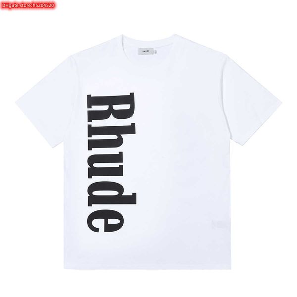 

tza3 men's t shirt 2023 new fashion brand rhude letters summer loose large short sleeve ins design sense pure cotton half, White;black
