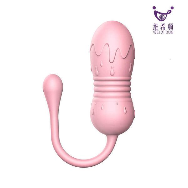 

toy massager libo honey love ice cream wireless remote control internal and external double shock telescopic silent egg vibrating stick adul