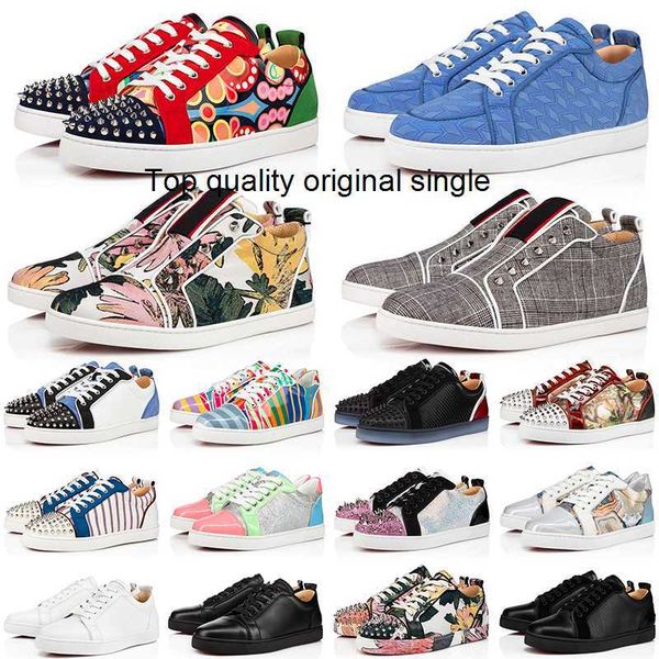 

low platform sneakers bottoms casual shoes women mens fashion designer luxurys loafers spikes party flat big size 13 suede leather, Black