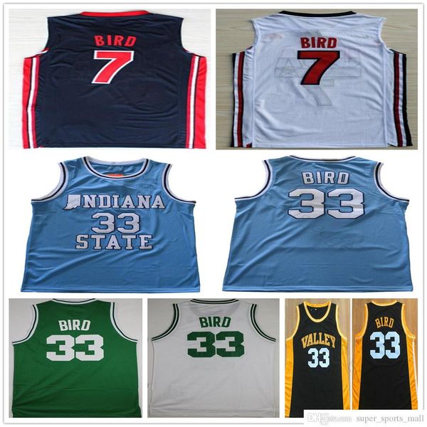 

college basketball wears ncaa college vintage indiana state sycamores basketball jerseys bird #33 jersey nation team dream larry #7 baby blu, Black