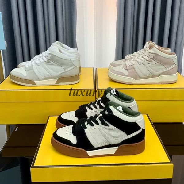 

designer casual shoes match compact suede mixed leather low-sneakers women lace up sneaker men beige embossed sneakers, Black