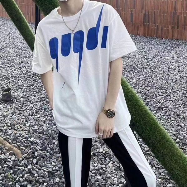 

largesize size m-6xl fashion mens t shirts designers summer simple lightning patternletters t shirt hip hop men women short sleeve tees lol, White;black