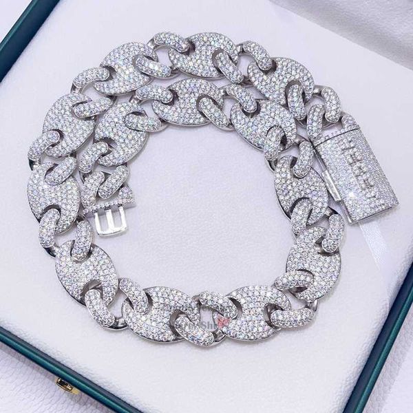 

pendant necklaces white gold silver 925 20mm mariner link iced out hip hop men rapper jewelry custom name lock moissanite chain