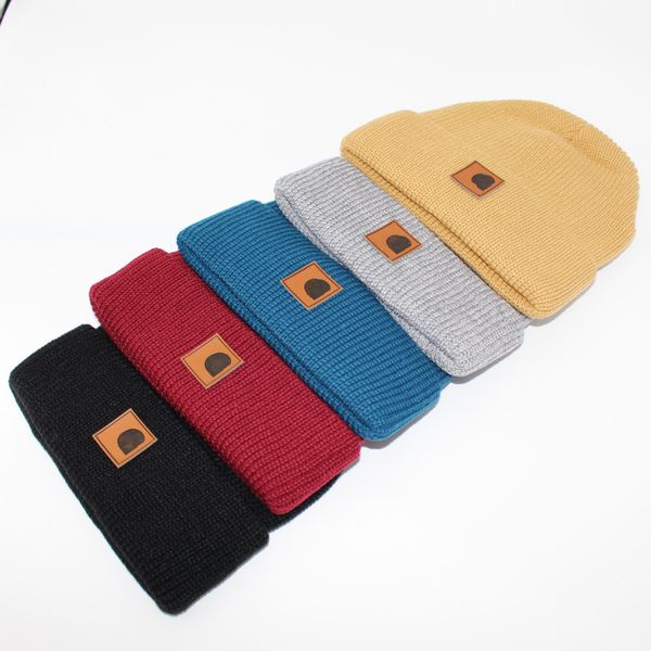 

classic letter knitted beanie hats for men women autumn winter warm wool solid color hat couple fashion street beanies, Blue;gray
