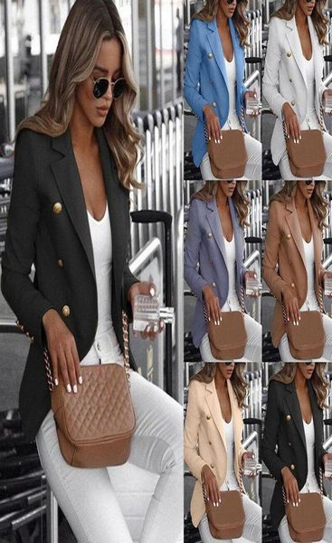 

plus size women039s long sleeve button work jacket coat outwear suit office ladies solid casual clothing9545171, Black;brown
