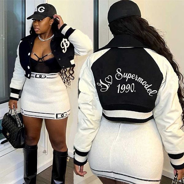

women's jackets baseball crop letterman jacket varsity coats cropped casual y2k clothes streetwear jackets 2022 women fall winter cloth, Black;brown