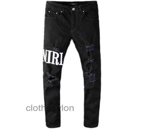 

designer man amirs jeans jeans black mens amri gaojiechao men039s brand embroidery hole patch elastic slim leggings pants1126992, Blue