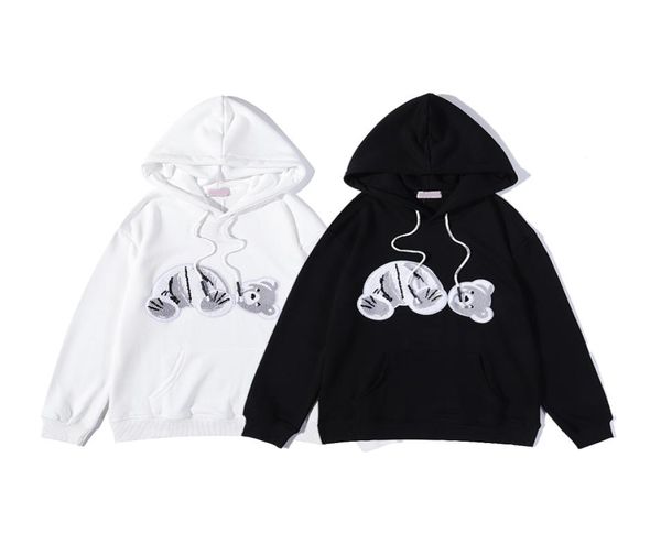 

new fashion hoodie broken bear sweatshirt teddy bear trendy terry explosion sweater style men and women8046574, Black