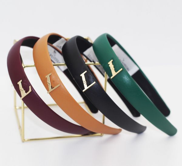 

korean fashion leather headband designer headwear popular hair accessories women' metal head band solid color hair hoop advanced design