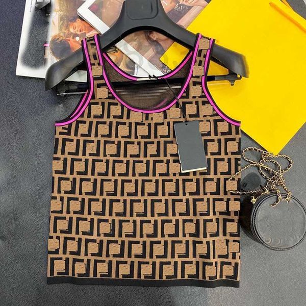 

women's tanks & camis designer early spring classic knitwear women's vest fashionable backing versatile coffee old flower letter j, White