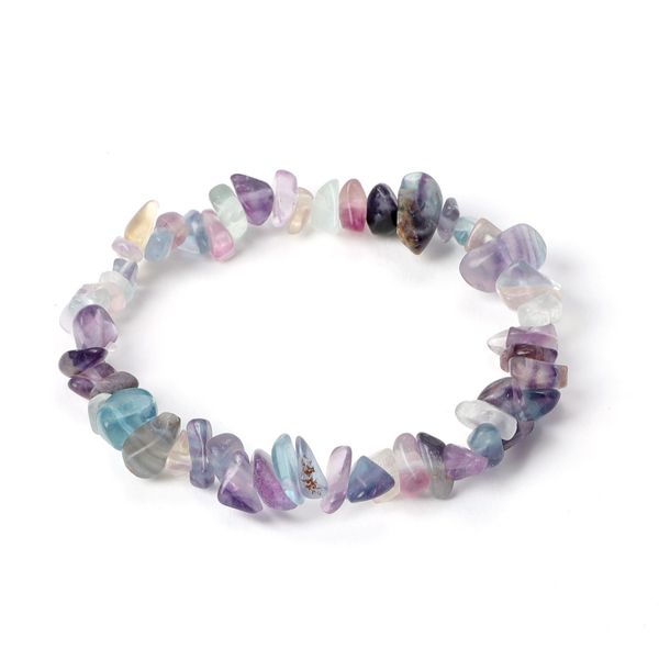 

natural gem stone bracelet irregular fluorite crystal stretch chip beads nuggets bracelets bangles quartz wristband for women, Black