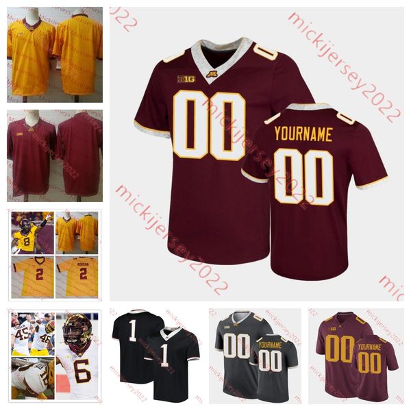 

gophers golden custom football minnesota 6 jacob knuth chris autman-bell athan kaliakmanis daniel jackson cole kramer kristen hoskins evan r, Black