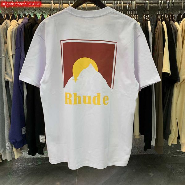 

h499 men's t shirt 2023 new fashion brand rhude rhlimited american print short sleeve tee casual simple loose hip hop, White;black