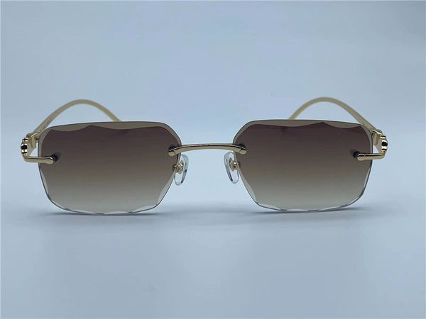 

621s s vintage 563591 men design frameless cut lenses square shape retro glasses uv400 eyewear gold light color lenses, White;black