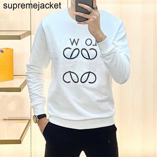 

sweatshirts lowe brands sweater medium long embroidery thickened pure cotton white round neck men and women same style lovers korean version, Black