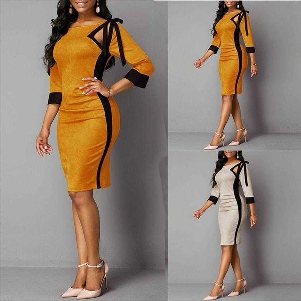 

womens sleeve dresses round neck hollow-out professional hip-wrapped commuter, Black;gray