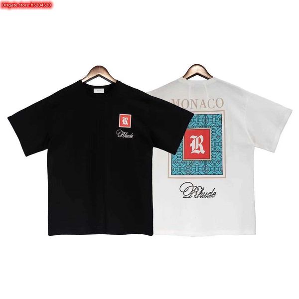

zupy men's t shirt 2023 new fashion brand rhude high version summer american street printed and women's short sleeved, White;black