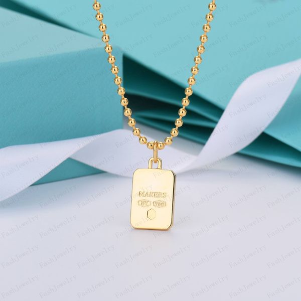 Square Gold Colored Necklace