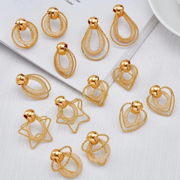 

crystal mesh stud earring for women fashion novelty exaggerated metal earring party gift jewelry, Golden;silver