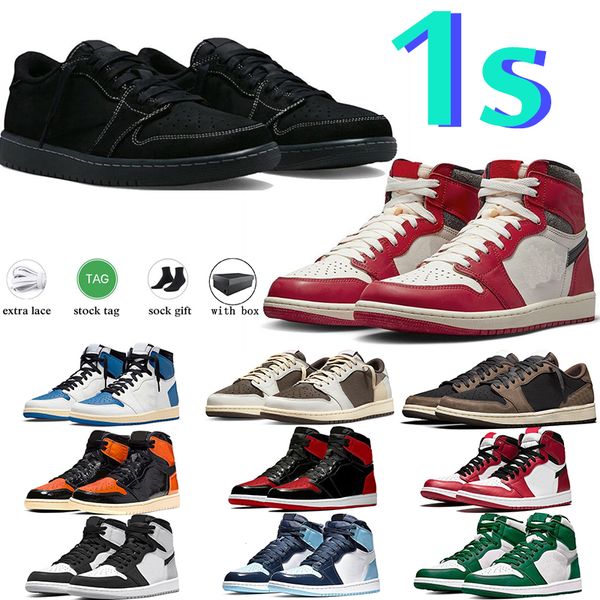 

with box jumpman 1s basketball shoes 1 sneakers trainers for mens womens 1 high og university blue silver royal toe black metallic gold mid