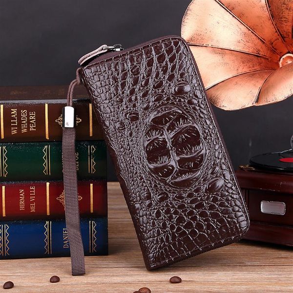 

factory whole men leathers shoulder bag simple joker solid color embossed long wallet british crocodile storage coin purse sin313b, Red;black