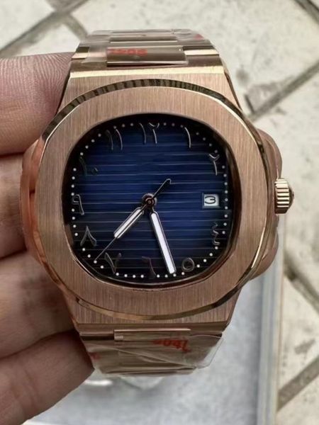 

islamic digital automatic watch 40mm quality 5711 watch 316l stainless steel & leather strap hardlex glass transparent back cover 0016, Slivery;brown