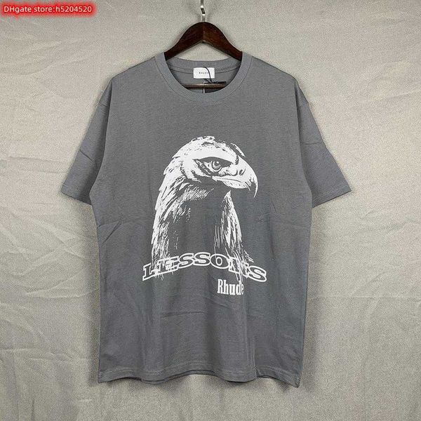 

rzod men's t shirt 2023 new fashion brand rhude high version summer american eagle head printed short sleeve for men and women, White;black
