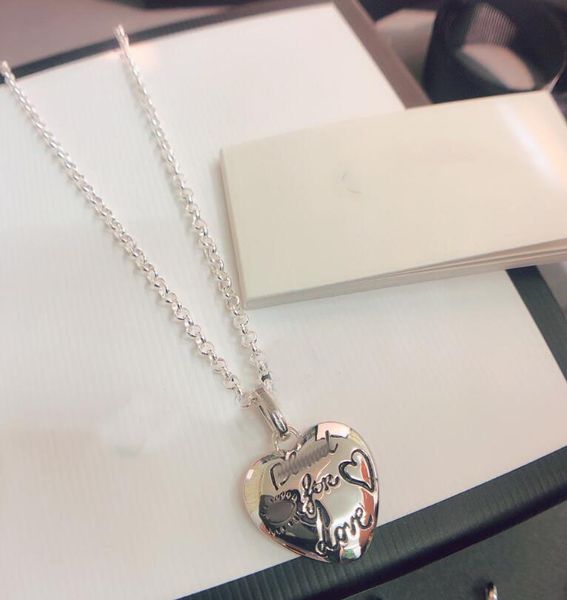 

fashion silver love heart pendant necklace classic designer letter chain necklace women girls choker statement necklaces jewelry