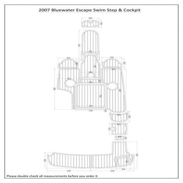 

2007 bluewater escape swim step cockpit boat eva faux foam teak deck floor pad