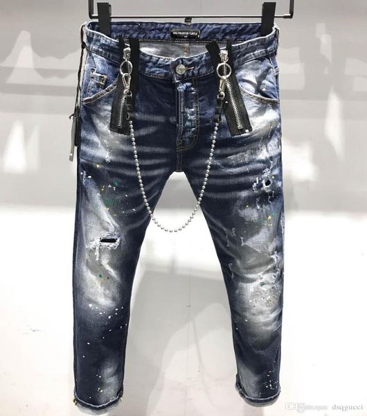 

d2 phantom turtle classic fashion man jeans hip hop rock moto mens casual design ripped jeans distressed skinny de ylc dsquareds d9713428, Blue