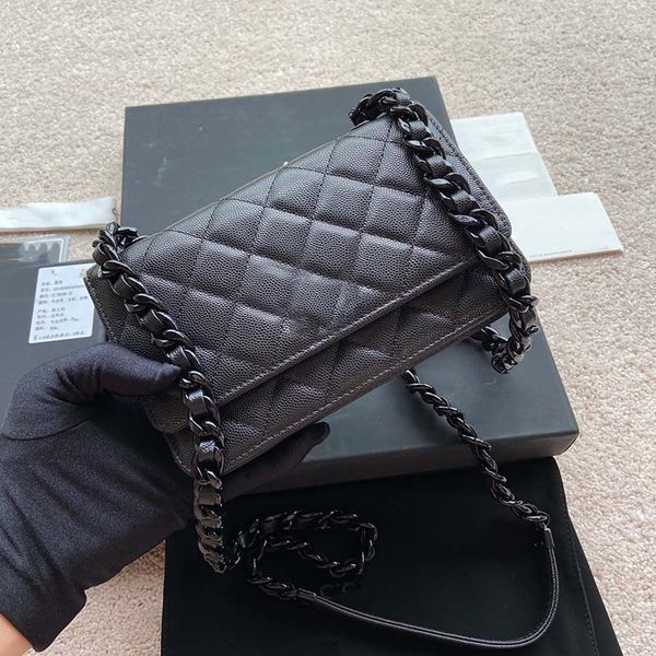 

designer bag luxury chain fashion wallet ladies leather with box classic black and white small fragrant logo bag is simple elegant first cho