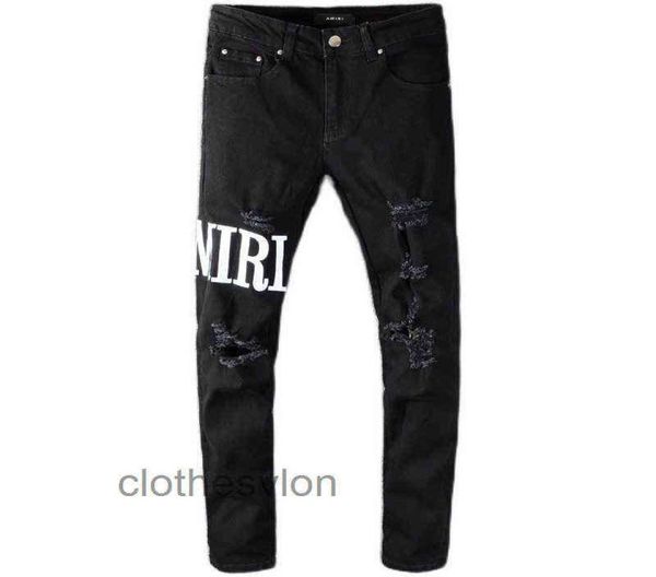 

designer man amirs jeans jeans black mens amri gaojiechao men039s brand embroidery hole patch elastic slim leggings pants1833303, Blue