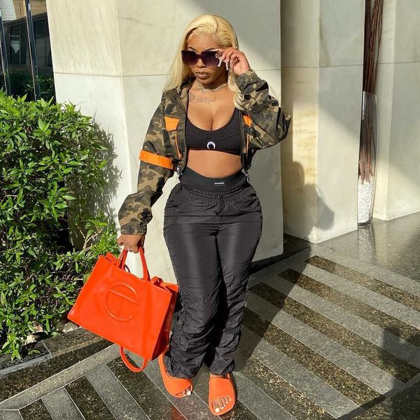 

women's jackets crop camouflage hoodies coats casual fashion cropped camo jackets patchwork 2022 women clothes for fall y2k streetwear, Black;brown